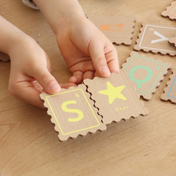 アルファベットカード ABCスタンプ「dou?」 ABC STAMP木のおもちゃ 知育玩具_詳細02