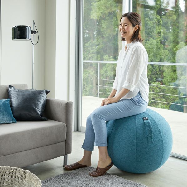 山崎実業 vivora（ビボラ）シーティングボール　ルーノ　シュニールシリーズ ファブリックカバーはソファのような手触りでリラックスして座っていただけます