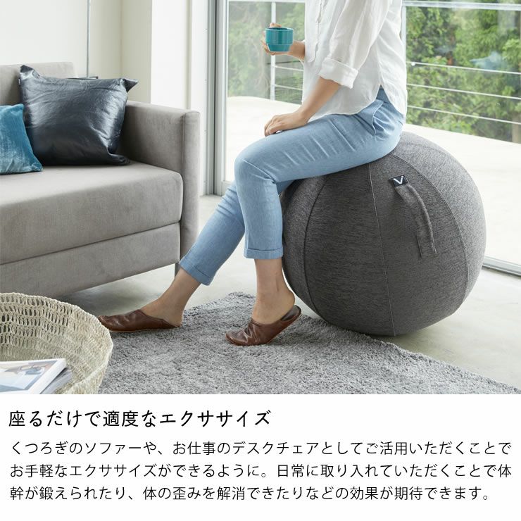 座るだけで適度なエクサイズ!山崎実業 vivora（ビボラ）シーティングボール　ルーノ　シュニールシリーズ ファブリックカバー