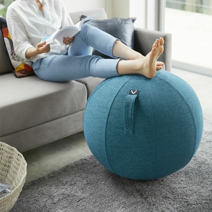 山崎実業 vivora（ビボラ）シーティングボール　ルーノ　シュニールシリーズ ファブリックカバーはオフィスワークのチェアやダイニングチェア・オットマンとしても取り入れやすいサイズ感