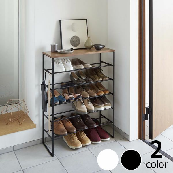 約20足収納可能な山崎実業天板付きシューズラック TOWER（タワー） 6段