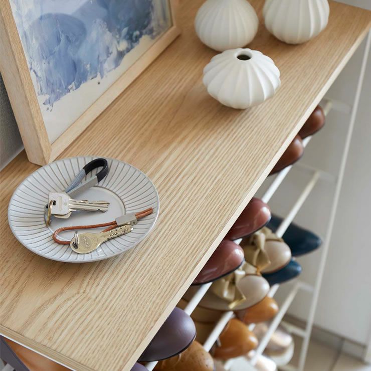 玄関のコーディネートにご活用いただける山崎実業天板付きシューズラック TOWER（タワー） 6段