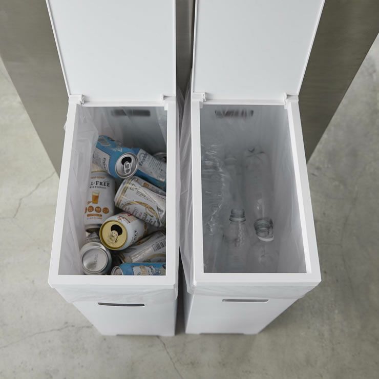 シンプルで飽きのこないデザインの山崎実業スリム蓋付きゴミ箱　tower（タワー）　2個組