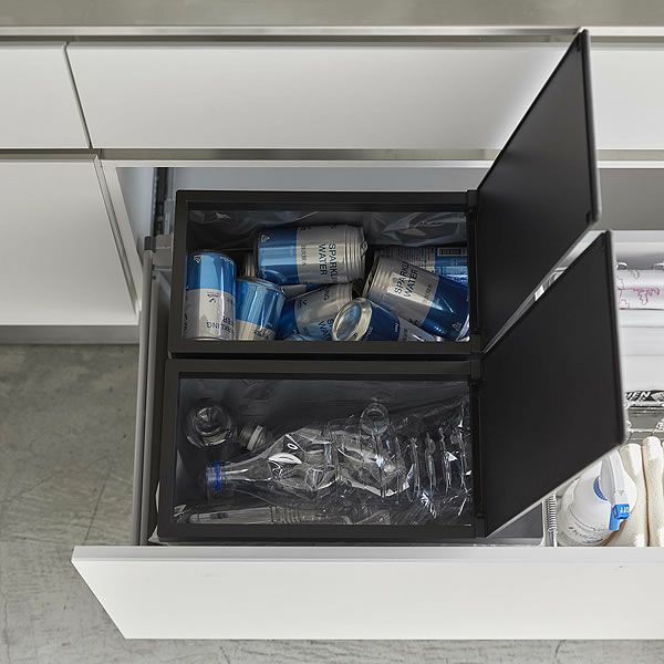 山崎実業シンク下蓋付きゴミ箱　tower（タワー）　2個組は45Lゴミ袋がぴったりのスリムな蓋付きゴミ箱