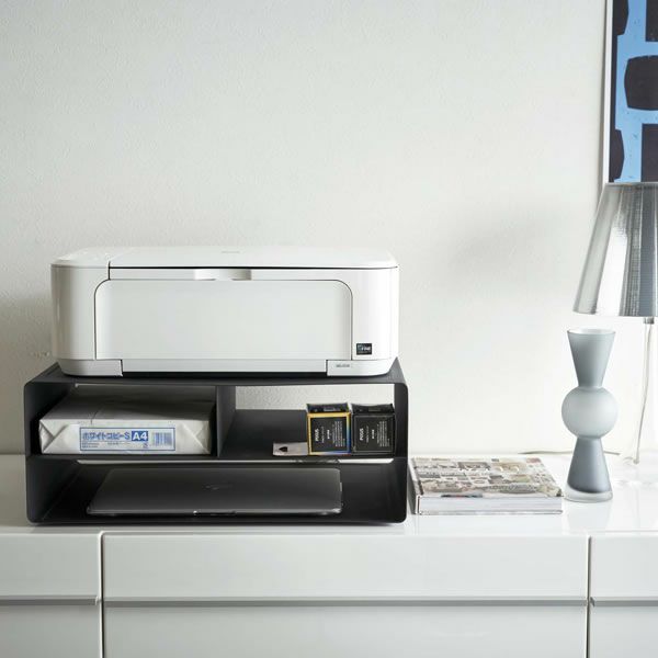 どこに置いても違和感のない汎用性の高いデザインの山崎実業ツーウェイプリンター収納ラック　tower（タワー）