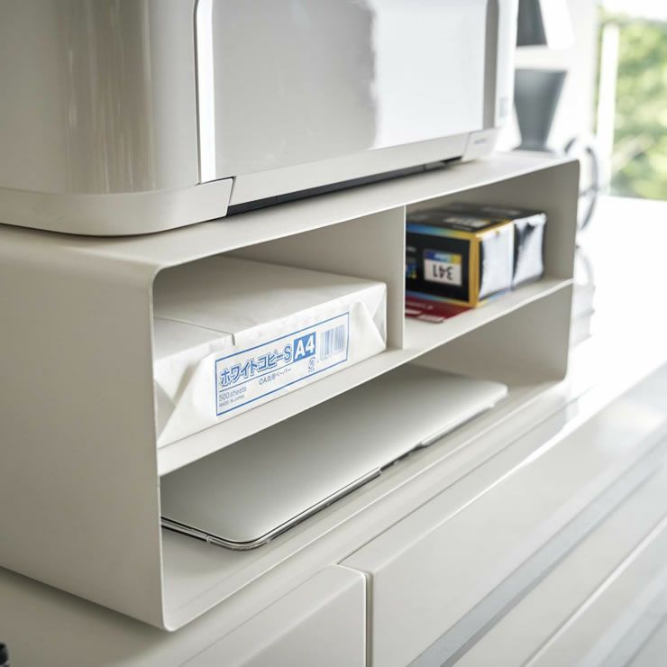 山崎実業ツーウェイプリンター収納ラック　tower（タワー）は下に印刷用紙やトナーインクを収納できるプリンターラック