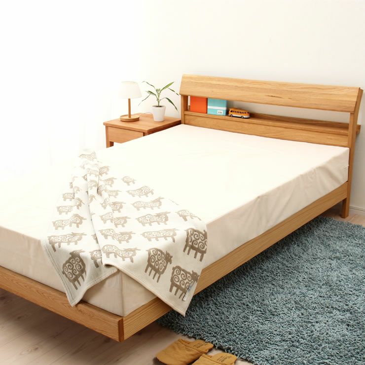 小物が置ける便利な宮付オーク材の木製すのこベッド セミダブルサイズ 低・高反発3層マット付_詳細16