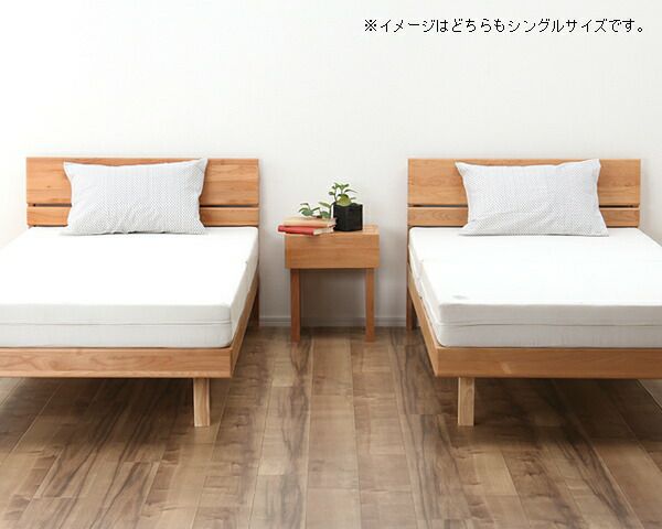 シンプルなデザインのアルダー材の木製すのこベッド シングルサイズ 低・高反発3層マット付_詳細03