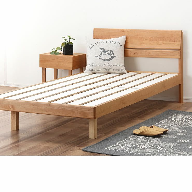 シンプルなデザインのアルダー材の木製すのこベッド シングルサイズ 低・高反発3層マット付_詳細17