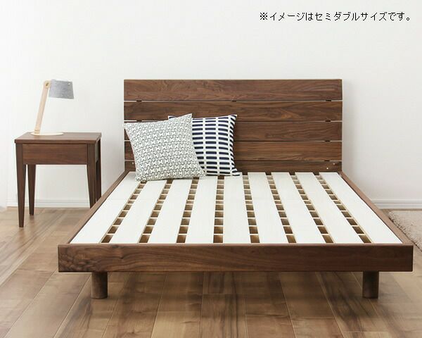 高さを変えられる宮付ウォールナット材の木製すのこベッド シングルサイズ 低・高反発3層マット付_詳細03