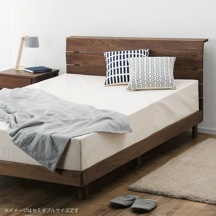 高さを変えられる宮付ウォールナット材の木製すのこベッド シングルサイズ 低・高反発3層マット付_詳細16