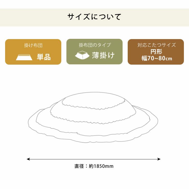 こたつ布団 薄掛け単品直径185cm「円形70～80cm」用_詳細15