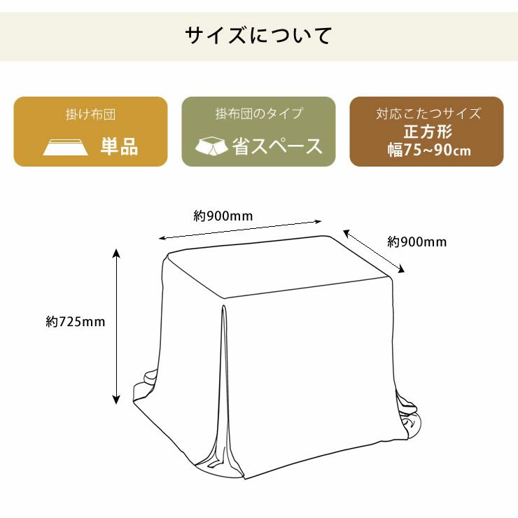 ハイタイプ こたつ布団 掛け単品235cm×235cm「正方形90cm用」_詳細11