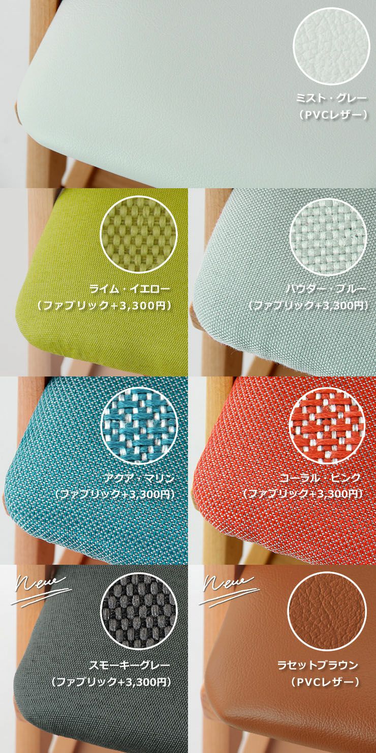 ナチュラルな木との相性がとてもよいカラフルな座面の学習いす