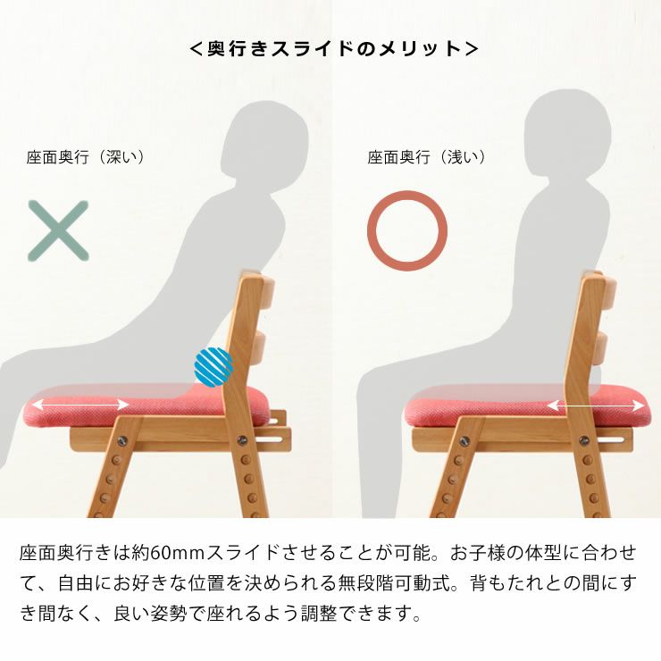 奥行の調整が可能な学習いす