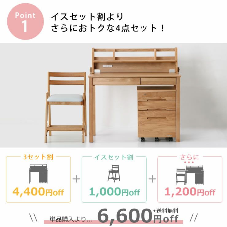 イスセット割よりさらにおトクな学習机4点セット