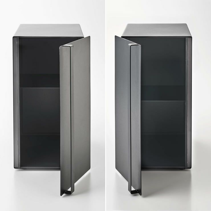 山崎実業ブレッドケース tower（タワー） スリムは置く場所や利き腕に合わせて扉の左右を選んで設置できます