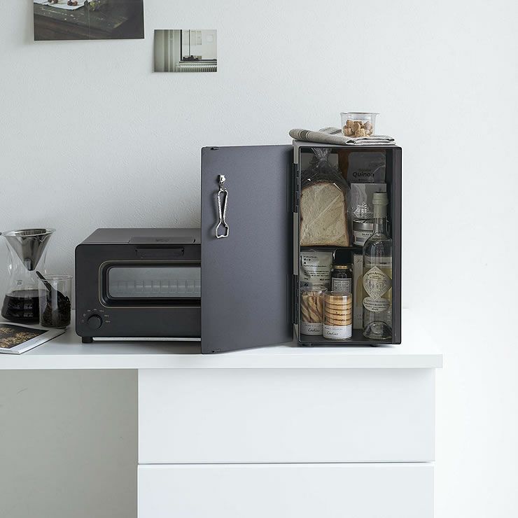 山崎実業ブレッドケース tower（タワー） スリムは収納に便利な棚付き