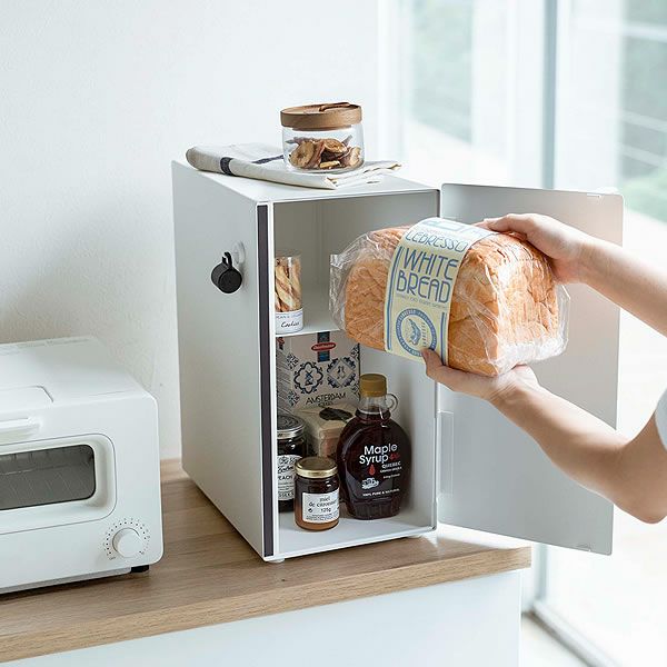 パンや調味料やお菓子などの定位置を作る!山崎実業ブレッドケース tosca（トスカ） スリム ホワイト