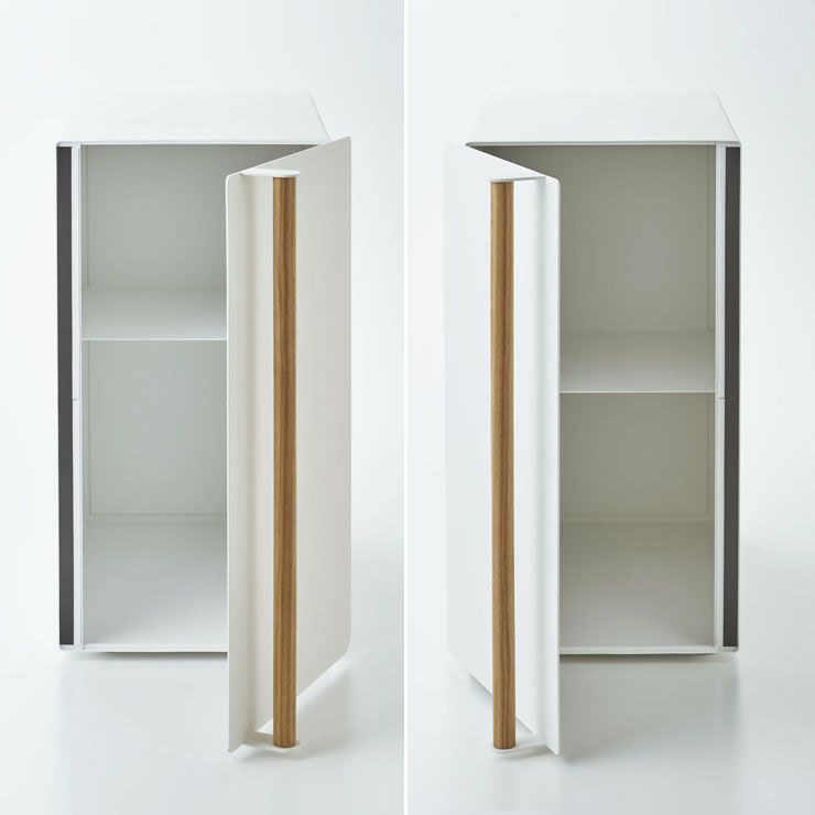 山崎実業ブレッドケース tosca（トスカ） スリム ホワイトは置く場所や利き腕に合わせて扉の左右を選んで設置できます