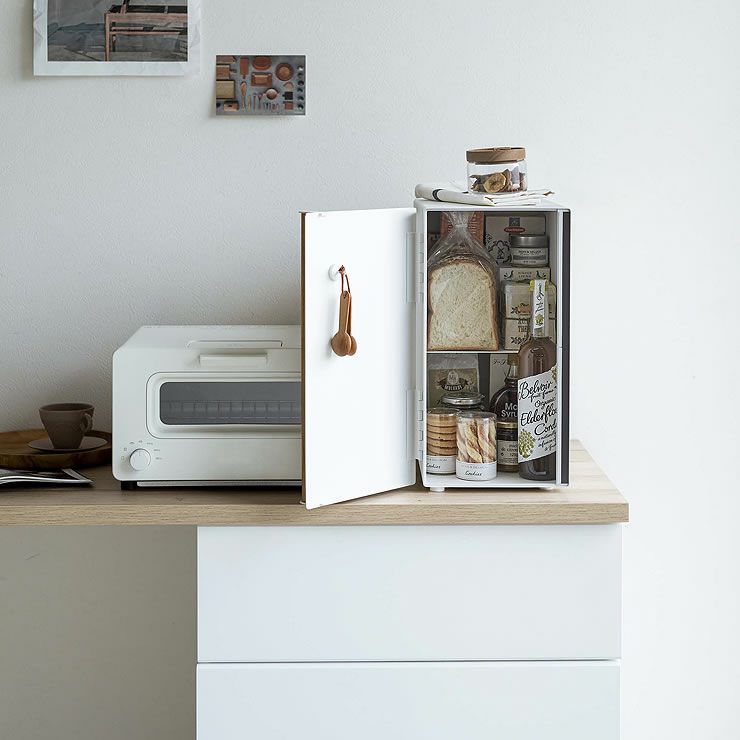 収納に便利な棚付き山崎実業ブレッドケース tosca（トスカ） スリム ホワイト