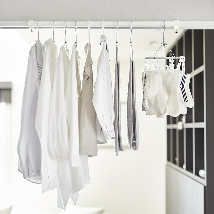 山崎実業室内物干しハンガーバー tower（タワー）はお部屋の鴨居や窓枠に取り付けるだけ