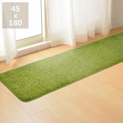 アウトドア気分を味わえる芝生風キッチンマット<br>45×180cm　長方形<br>※代引き不可