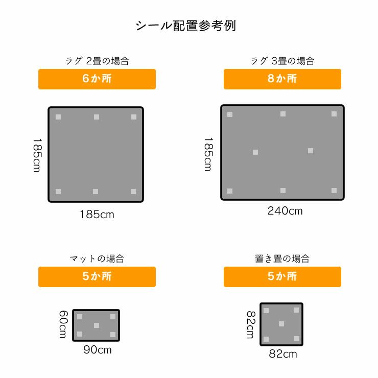 すべり止めシールのシール配置の参考例について