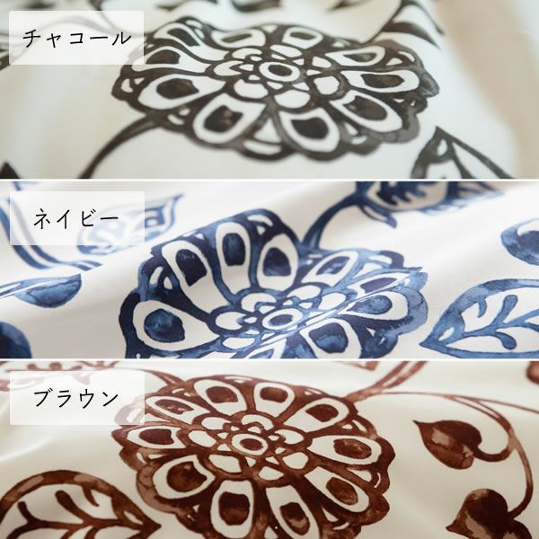 更紗模様のようなフラワープリントの枕カバー（43×63cm用）_詳細02