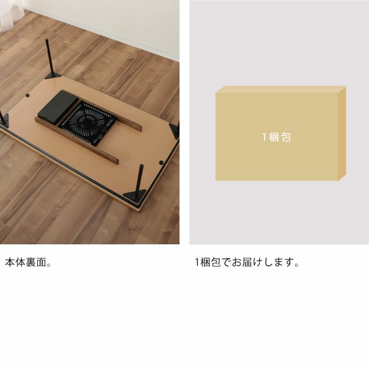 こたつの裏面と梱包について