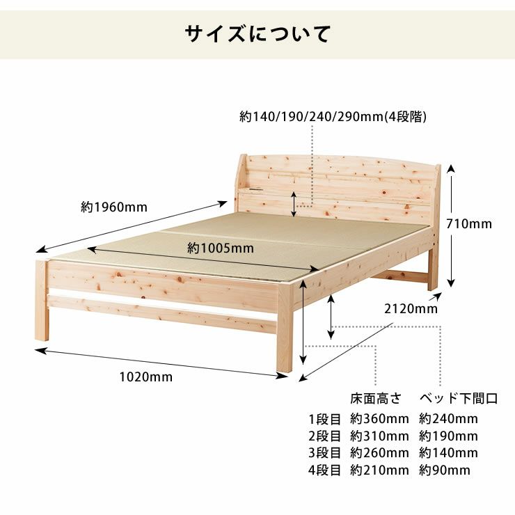 ひのき畳ベッドのサイズについて