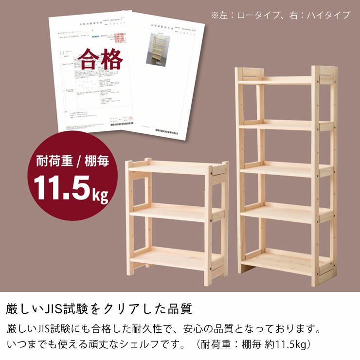 厳しいJIS試験をクリアした品質のハイタイプシェルフ