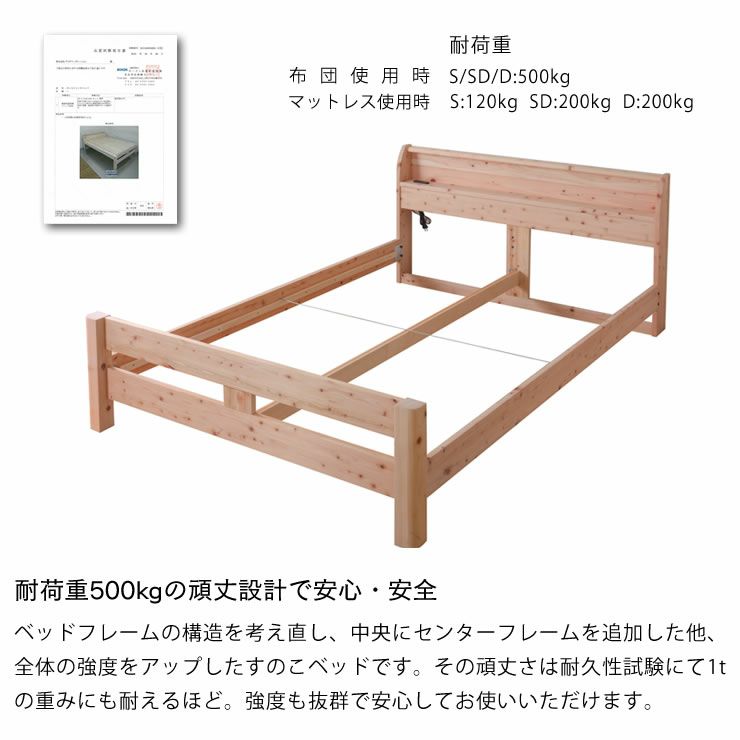 便利な棚コンセント付きシンプルで頑丈なすのこベッド（シングルサイズ）