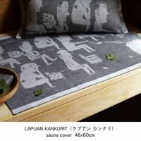 フィンランドのサウナの絵が織られたテキスタイルのサウナカバー