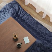 薄掛けこたつ布団「wind check」200cm×250cm リバーシブル（ネイビー）