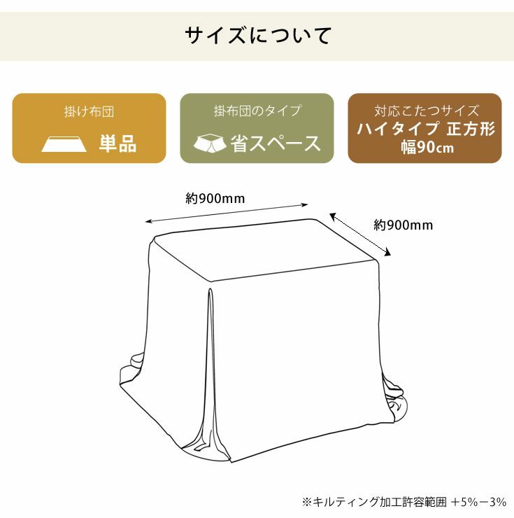 ハイタイプ用たつ布団のサイズについて