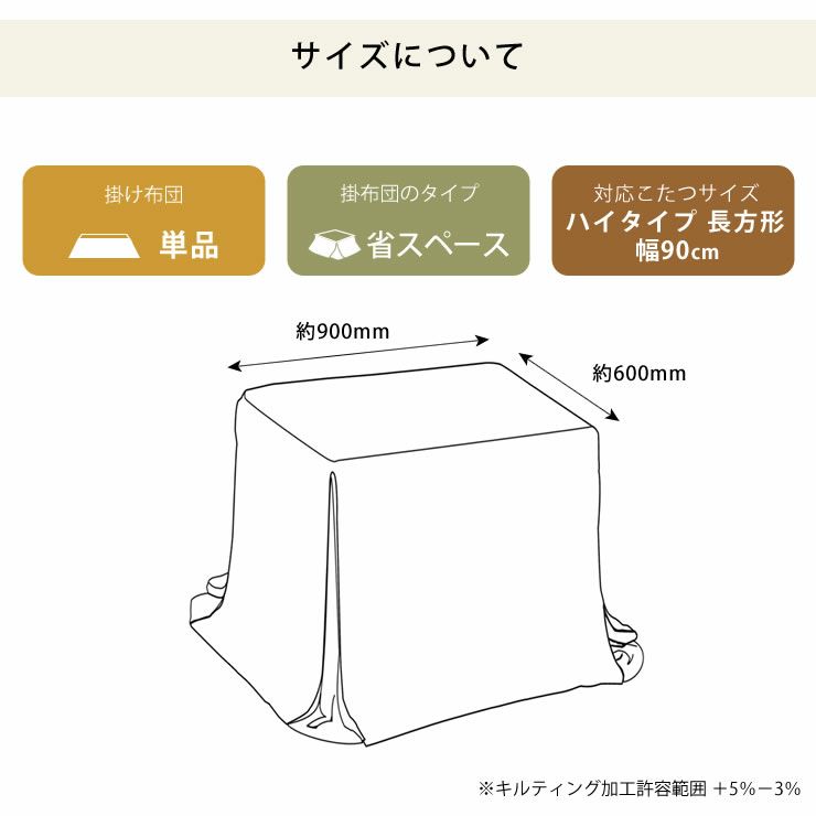 ハイタイプ用たつ布団のサイズについて