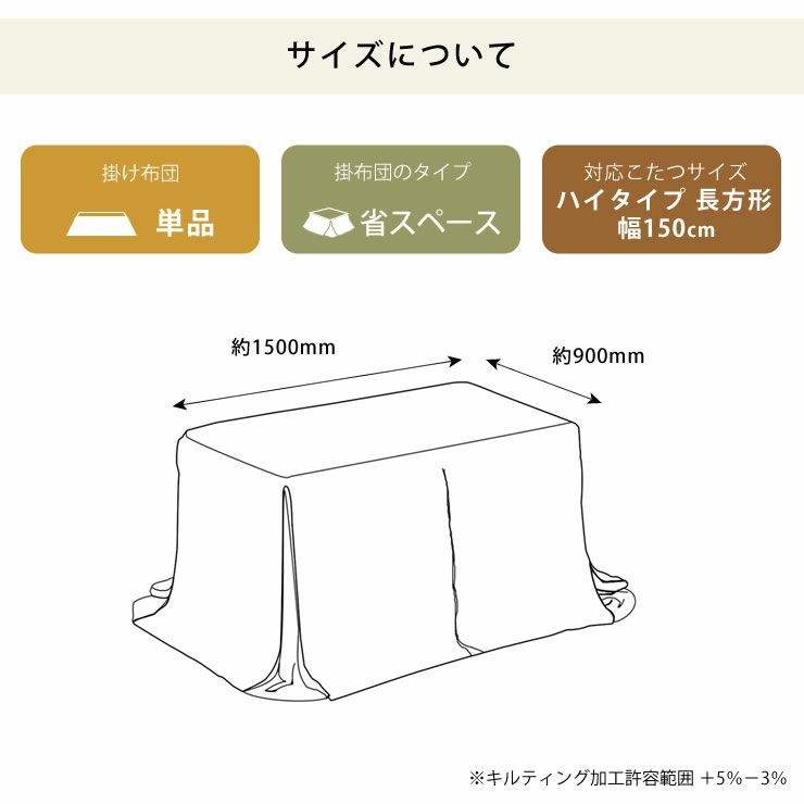 ハイタイプ用たつ布団のサイズについて