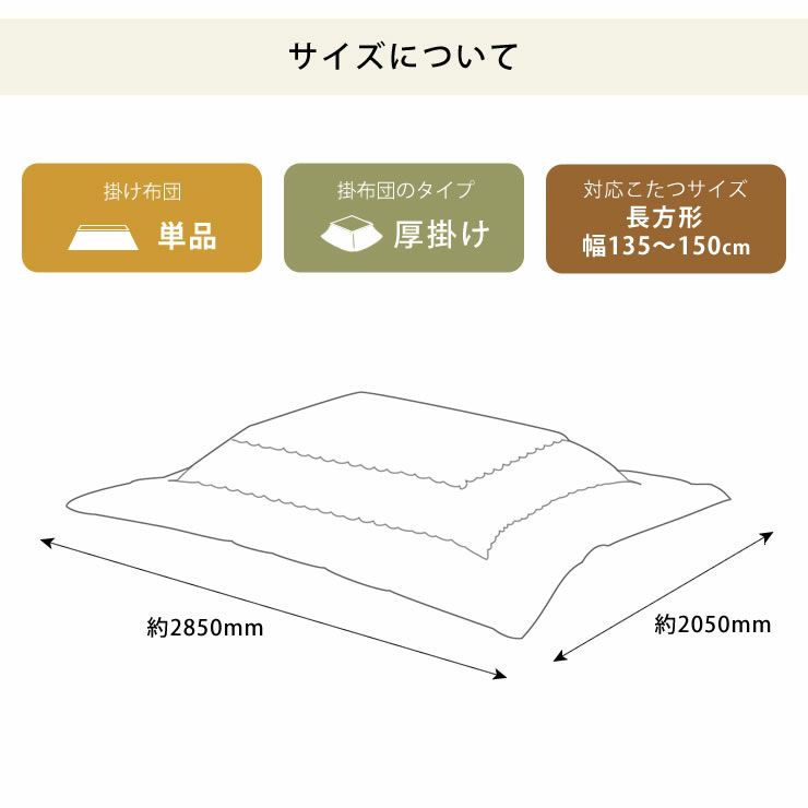 長方形薄掛けこたつ布団サイズについて