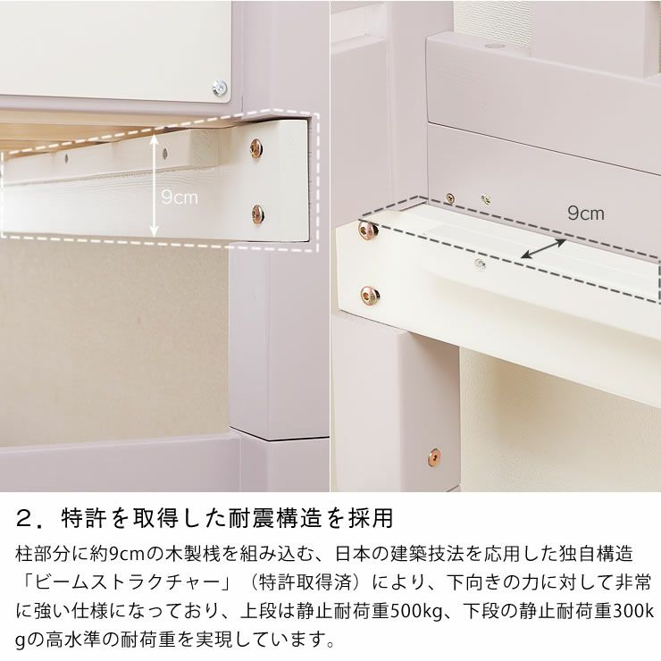 特許を取得した耐震構造を採用した二段ベッド