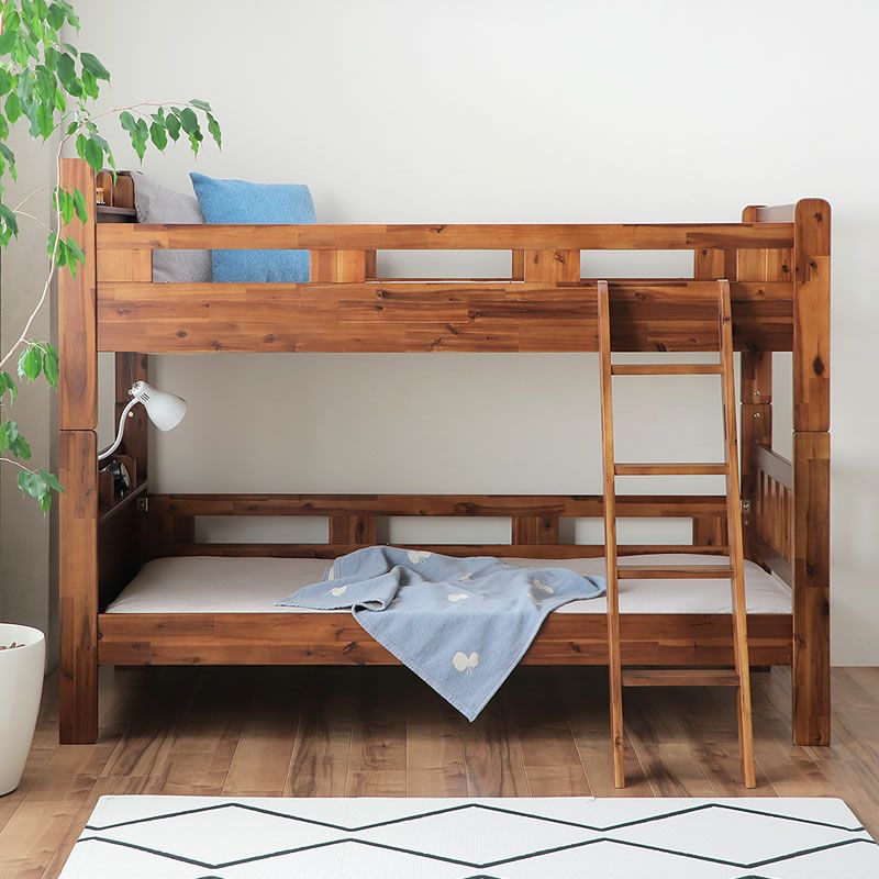 値下げ】木目の美しいタモ材二段ベッド - ベッド