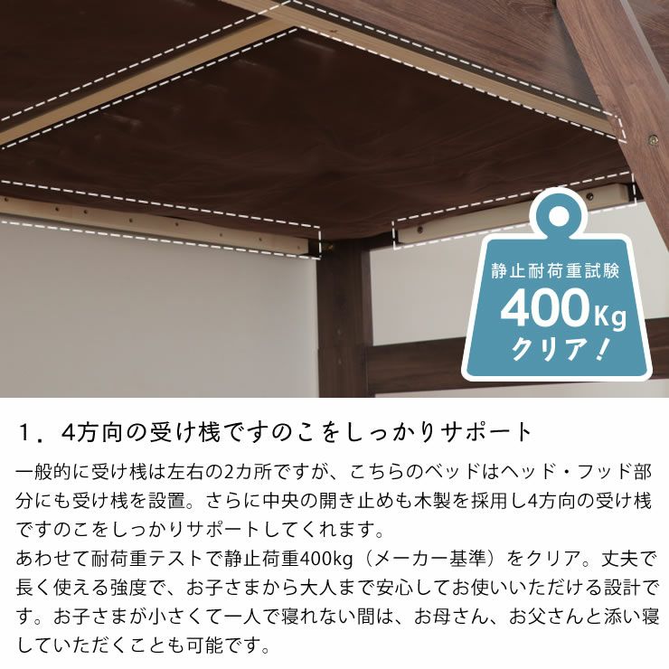 400kgの耐荷重試験を合格した二段ベッド