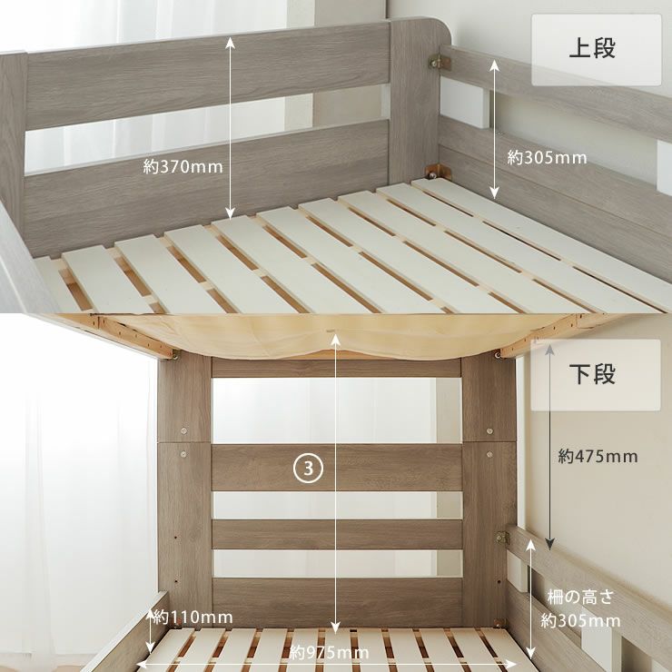 丈夫で長く使える二段ベッドの詳細サイズについて