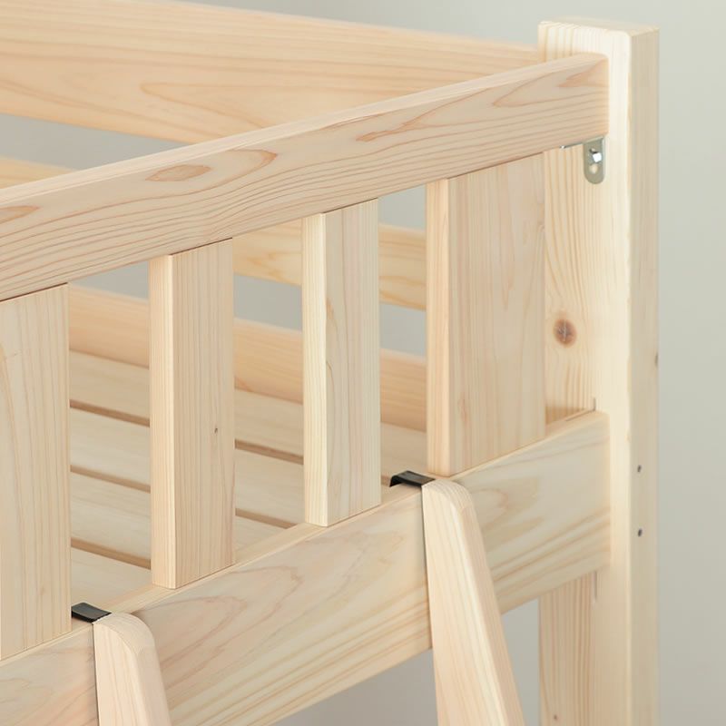 木目の美しいひのきの国産 ロフトベッド 高さ150cm