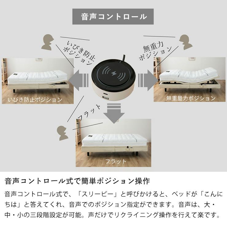 音声コントロール式で簡単にポジション操作ができる電動ベッド「スリーピー」