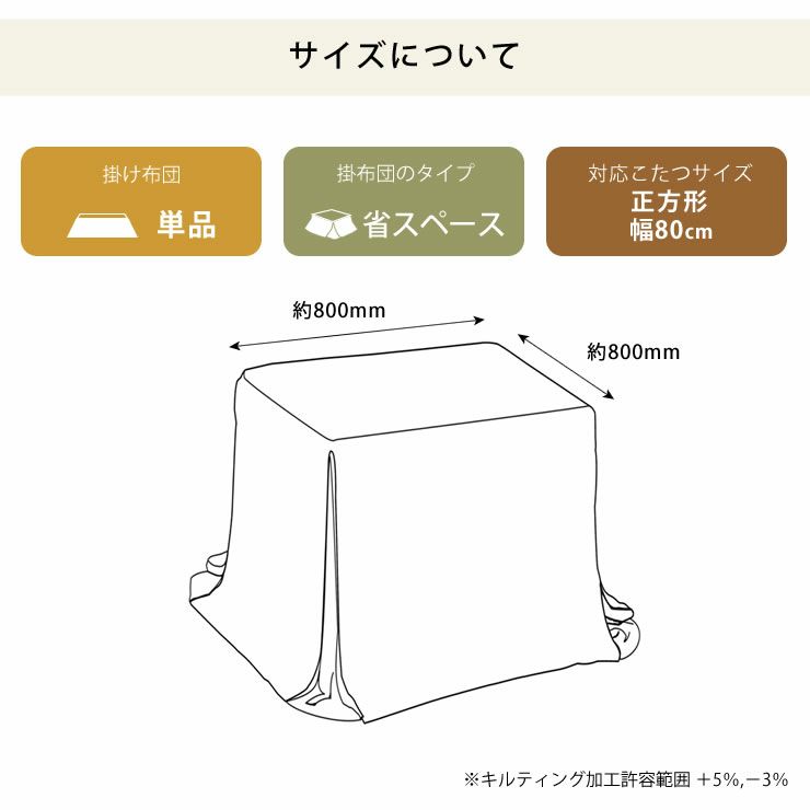 ハイタイプ用こたつ掛け布団のサイズ