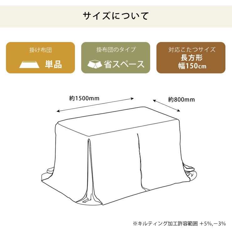 ハイタイプ用こたつ掛け布団のサイズ