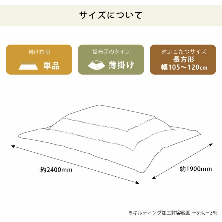 薄掛けこたつ布団のサイズ