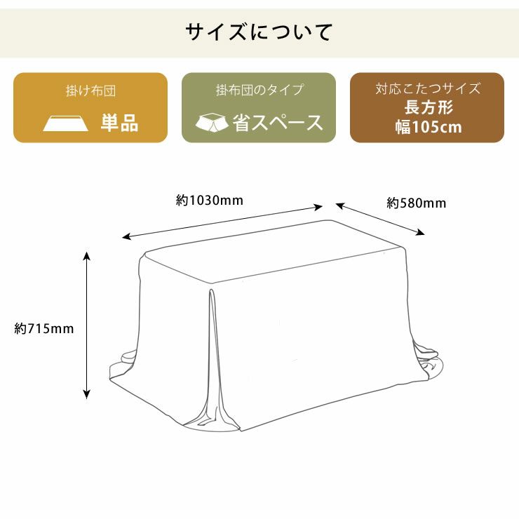 ハイタイプ用省スペースこたつ掛け布団のサイズについて