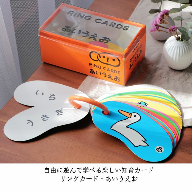自由に遊んで学べる楽しい知育カード　 リングカード・あいうえお